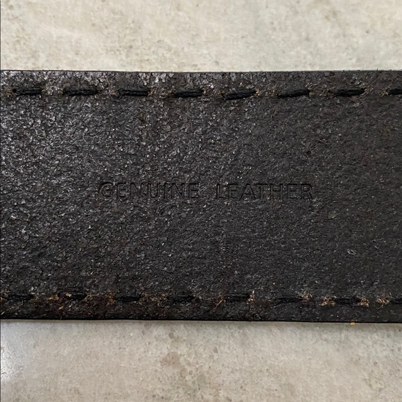 RLL Vintage Black Leather Belt with Gold/Silver Buckle and Turquoise beads - Picture 7 of 8